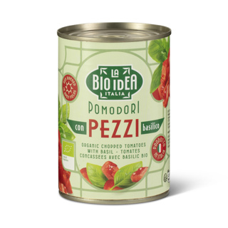 Tomatenstukjes met basilicum van La Bioidea, 12 x 400 g